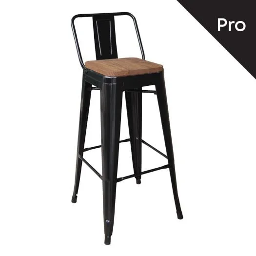 Φωτογραφία προϊόντος: RELIX Wood Σκαμπό Bar-Pro με Πλάτη, Μέταλλο Βαφή Μαύρο, Απόχρωση Ξύλου Dark Oak