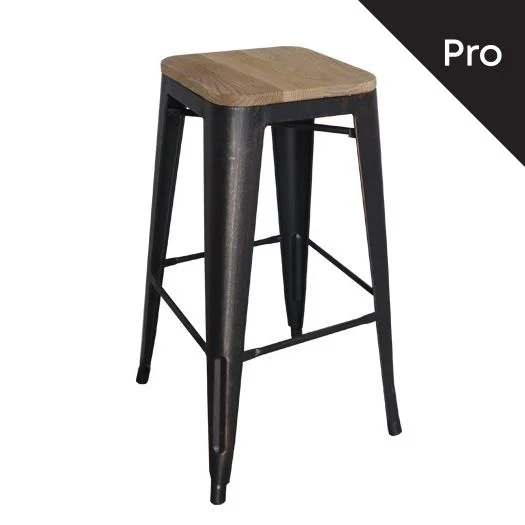 Φωτογραφία προϊόντος: RELIX Wood Σκαμπό Bar-Pro, Μέταλλο Βαφή Antique Black, Απόχρωση Ξύλου Natural Oak