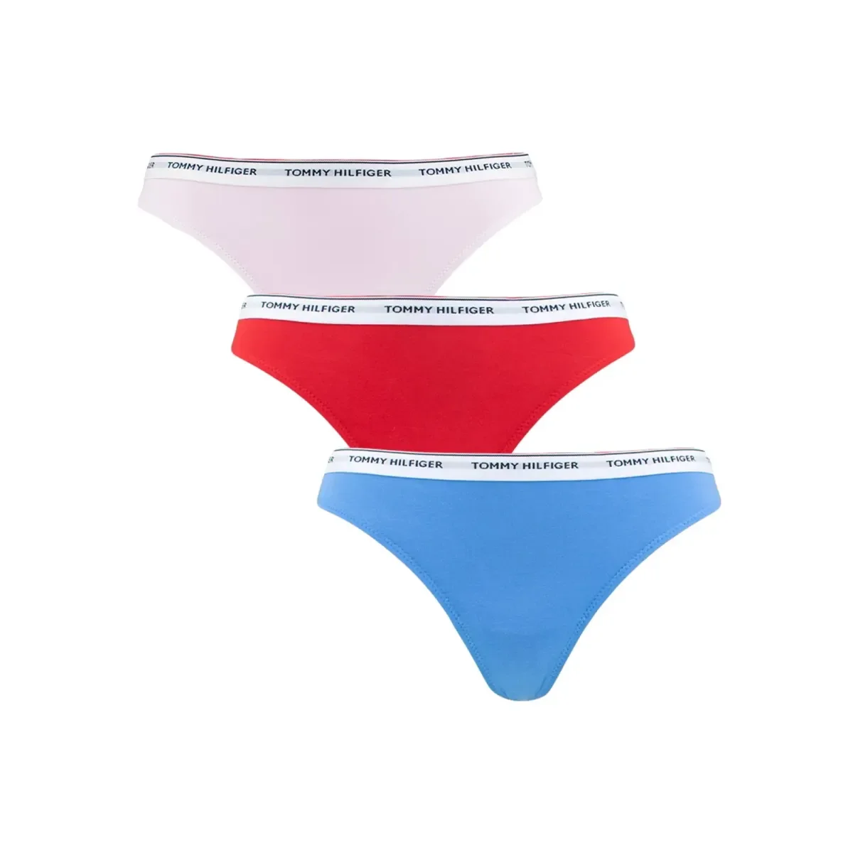 Φωτογραφία προϊόντος: Tommy Hilfiger Γυναικείο String Small Logo Thong - Τριπλό Πακέτο, Χρώμα Fierce Red-Blue Spell-Pearly Pink