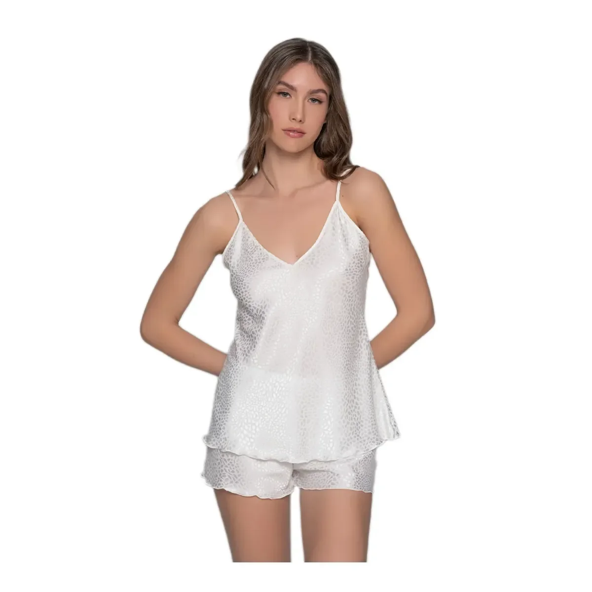 Φωτογραφία προϊόντος: Milena Γυναικείο Babydoll Σατέν Βότσαλο V Ντεκολτέ, Χρώμα Ιβουάρ