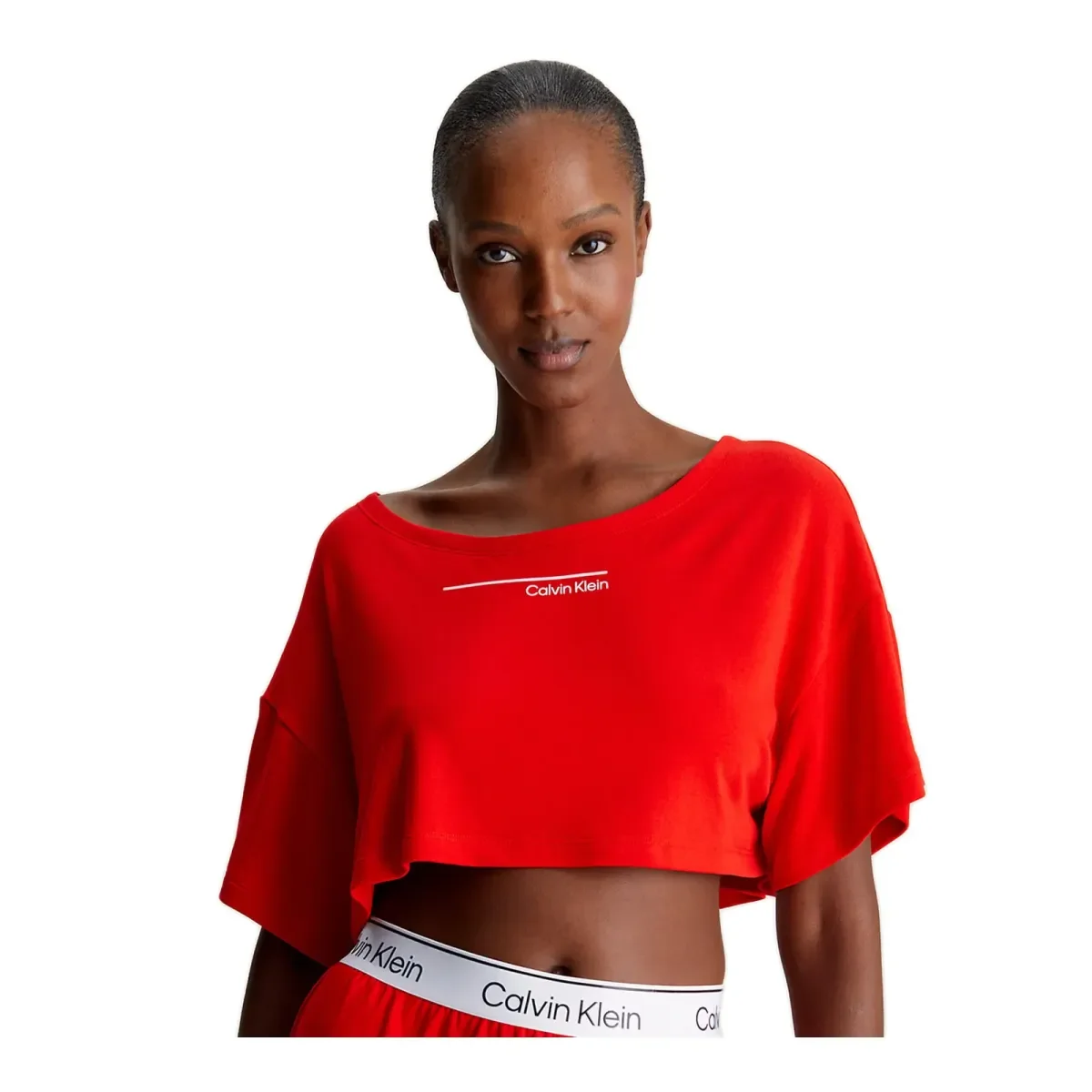 Φωτογραφία προϊόντος: Calvin Klein Γυναικείο Μπλουζάκι Crop-Top Box Fit CK Meta Legacy, Χρώμα Cajun Red