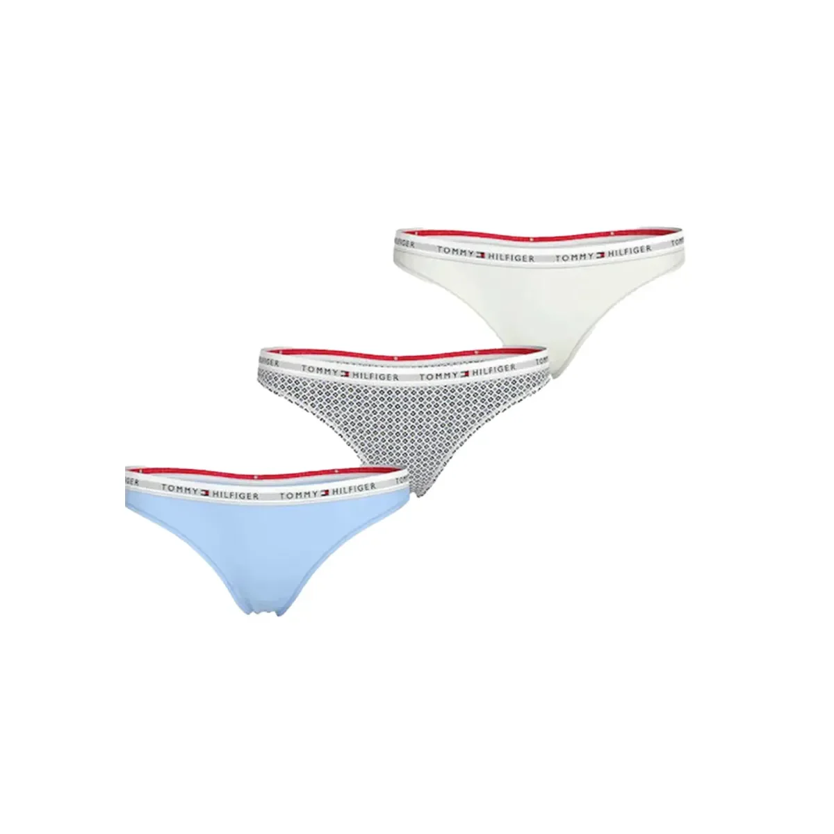 Φωτογραφία προϊόντος: Tommy Hilfiger Γυναικείο String Logo Waistband Stretch Cotton Thongs - Τριπλό Πακέτο, Χρώμα Γαλάζιο-Φλοράλ-Ιβουάρ