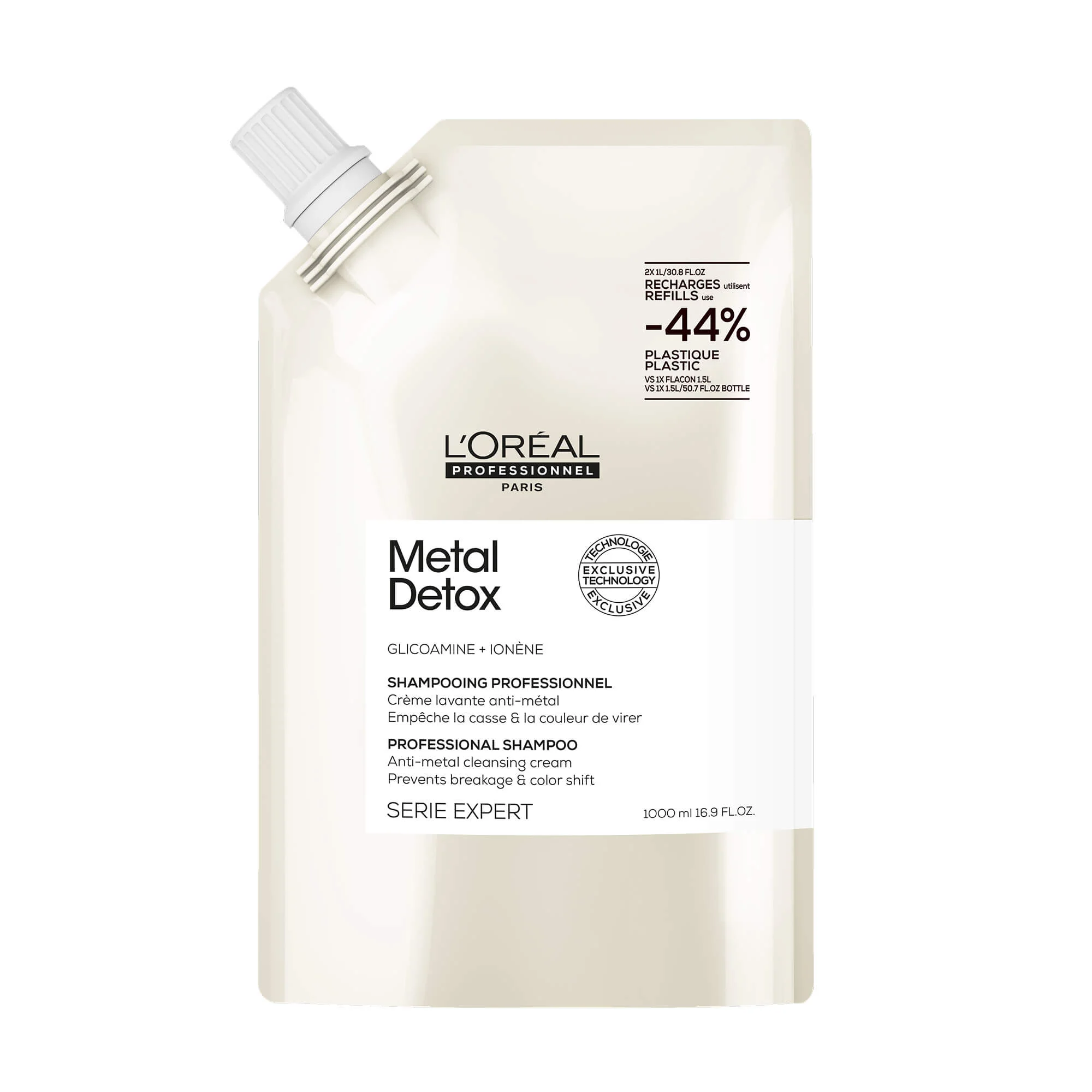 Φωτογραφία προϊόντος: L Oréal Professionnel Metal Detox Refill Σαμπουάν Αναδόμησης/Θρέψης + Βαθύ Καθαρισμού για Βαμμένα Μαλλιά 1000ml
