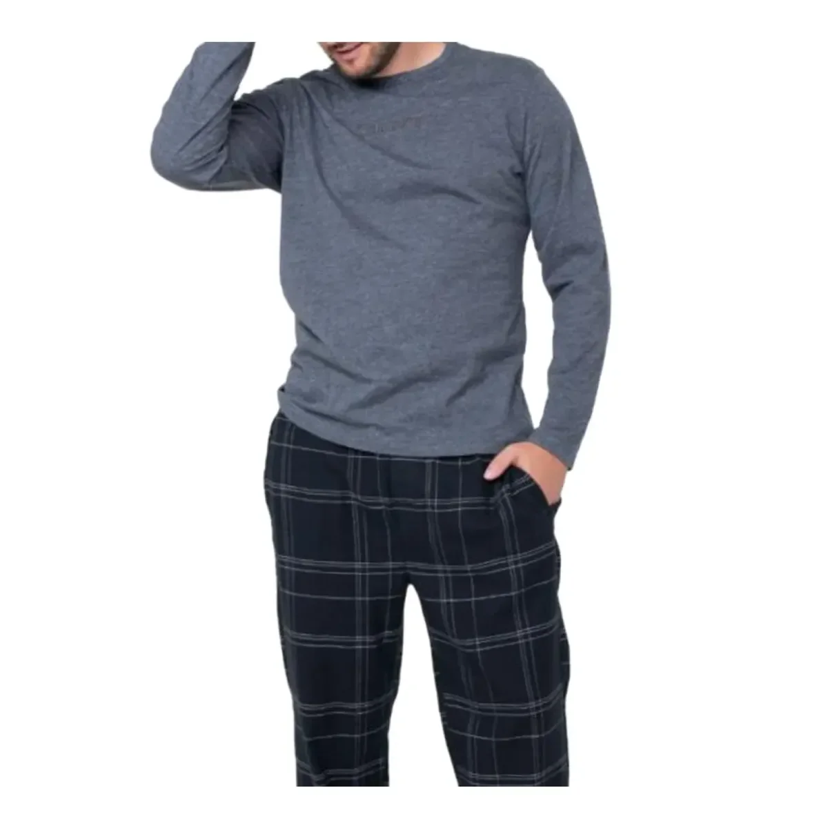 Φωτογραφία προϊόντος: Calvin Klein Ανδρική Πυτζάμα Flannel Sleep, Χρώμα Charcoal Top-Beam Plaid Black Btm