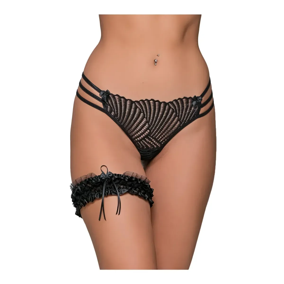 Φωτογραφία προϊόντος: Milena Γυναικείο G-String Δαντέλενιο Τρία Λάστιχα, Χρώμα Μαύρο