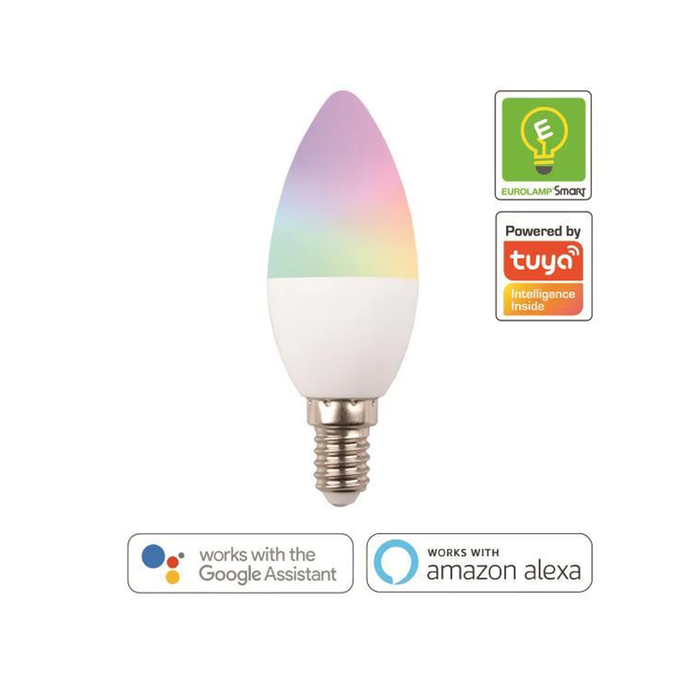 Φωτογραφία προϊόντος: Λάμπα LED Smart WiFi ΚΕΡΙ 6W Ε14 RGBW 220-240V Eurolamp 2345
