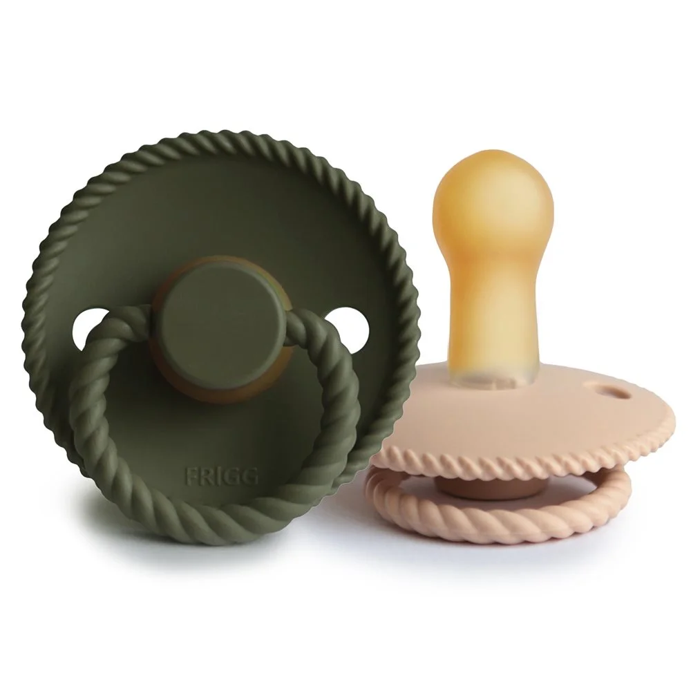 Φωτογραφία προϊόντος: Σετ 2 Πιπίλες Latex FRIGG Rope Croissant/Olive 6-18 Μηνών