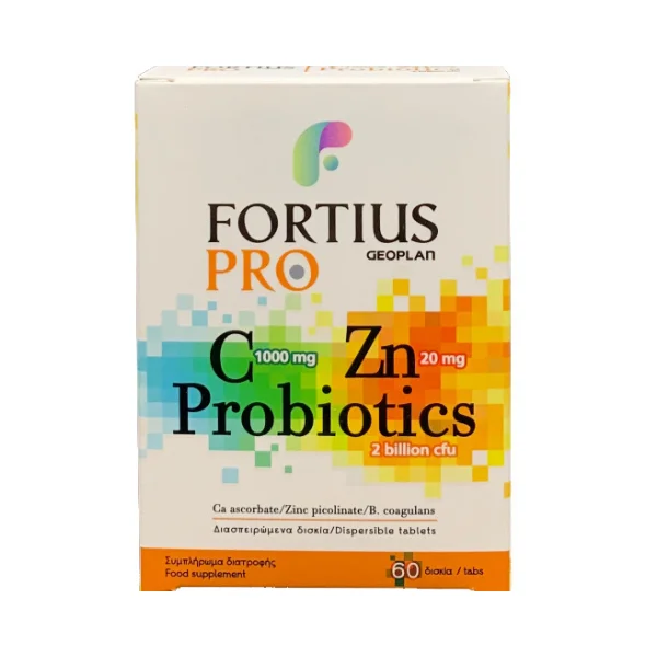 Φωτογραφία προϊόντος: Geoplan Fortius Pro Vitamin C 1000 mg + Zinc 20 mg + Probiotics 60 disp tabs
