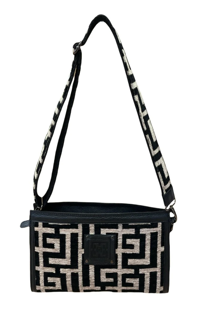 Φωτογραφία προϊόντος: Midneto Erofili Beige Black Chenille Labyrinth Bag