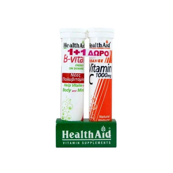 Φωτογραφία προϊόντος: Health Aid B-Vital+Vitamin C 1000Mg – Πορτοκάλι 2x20Αναβράζουσες Ταμπλέτες