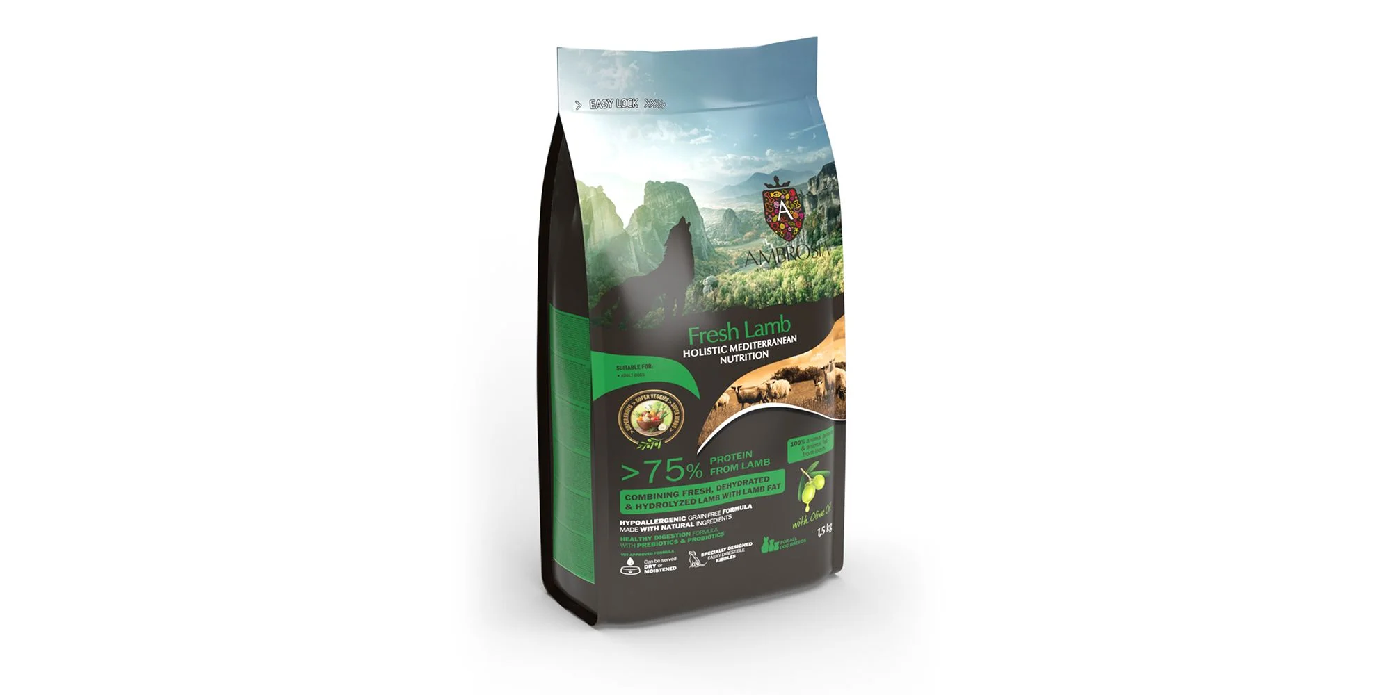 Φωτογραφία προϊόντος: Ambrosia Mediterranean Grain Free Dog Adult Fresh Lamb 1,5kg