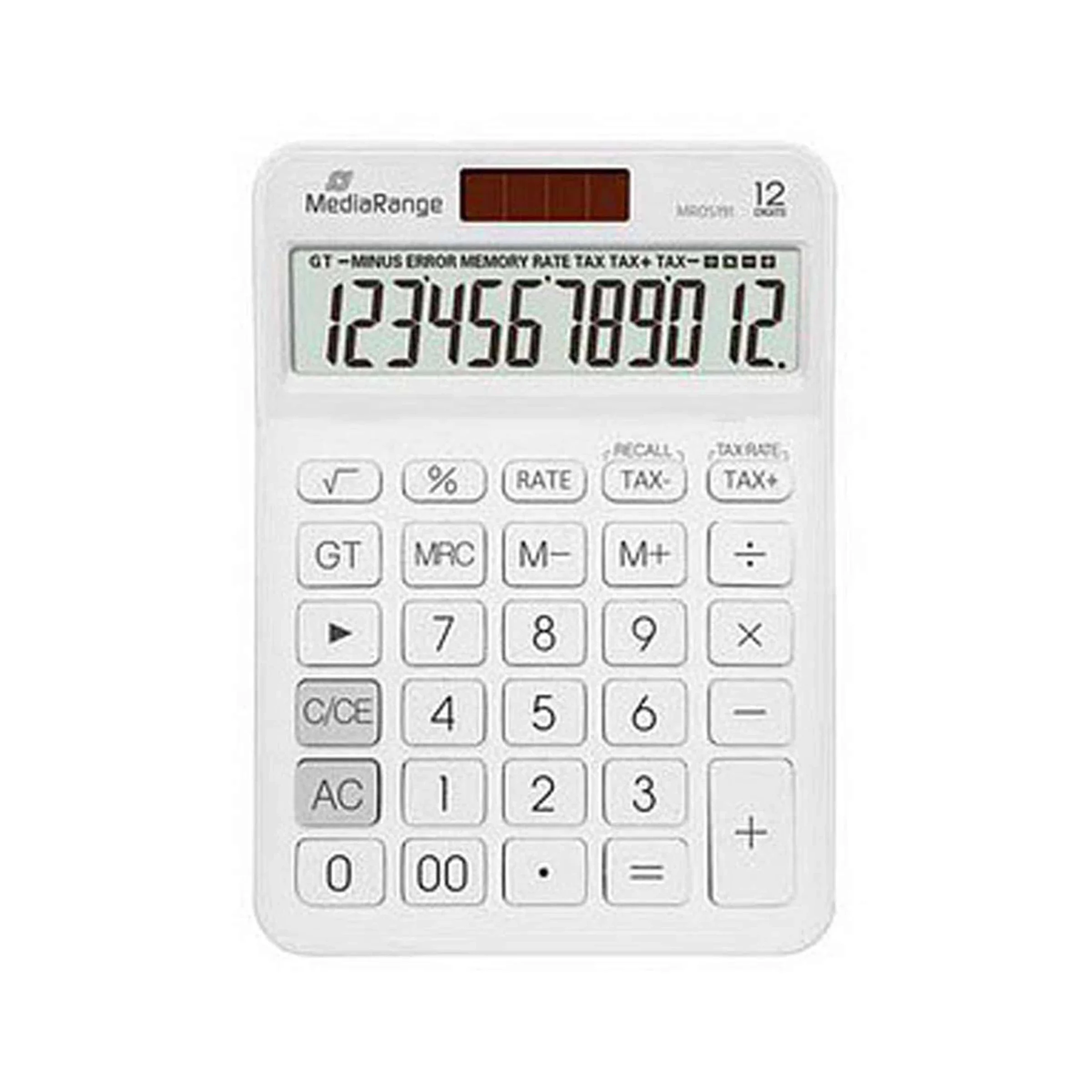 Φωτογραφία προϊόντος: MediaRange Calculator with tax function, 12-digit LCD, solar and battery powered