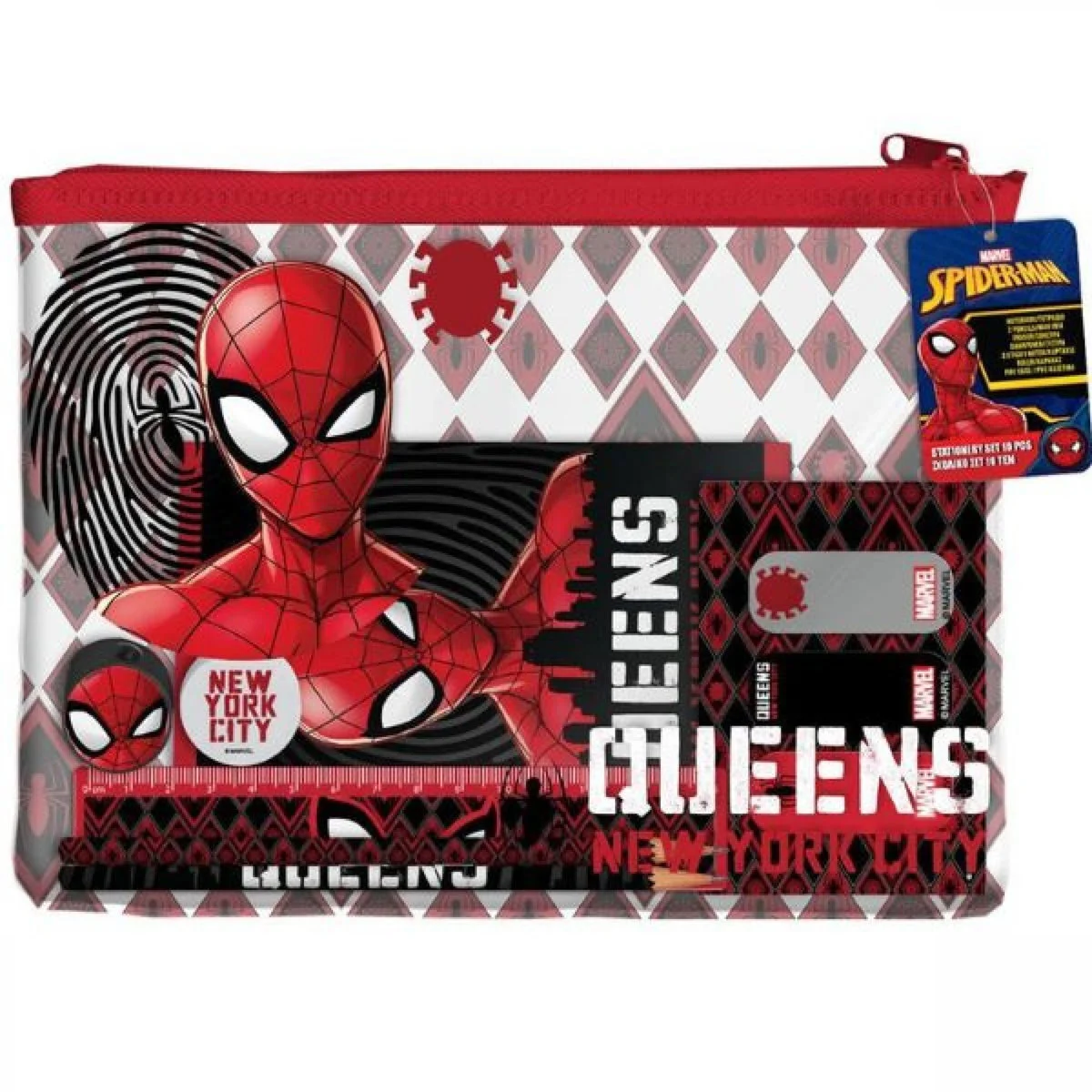 Φωτογραφία προϊόντος: Must Spiderman Παιδικό Σετ Γραφικής Ύλης με Μολύβι, Ξύστρα, Γόμα, Σημειωματάριο, Χάρακα και Κασετίνα 10τμχ
