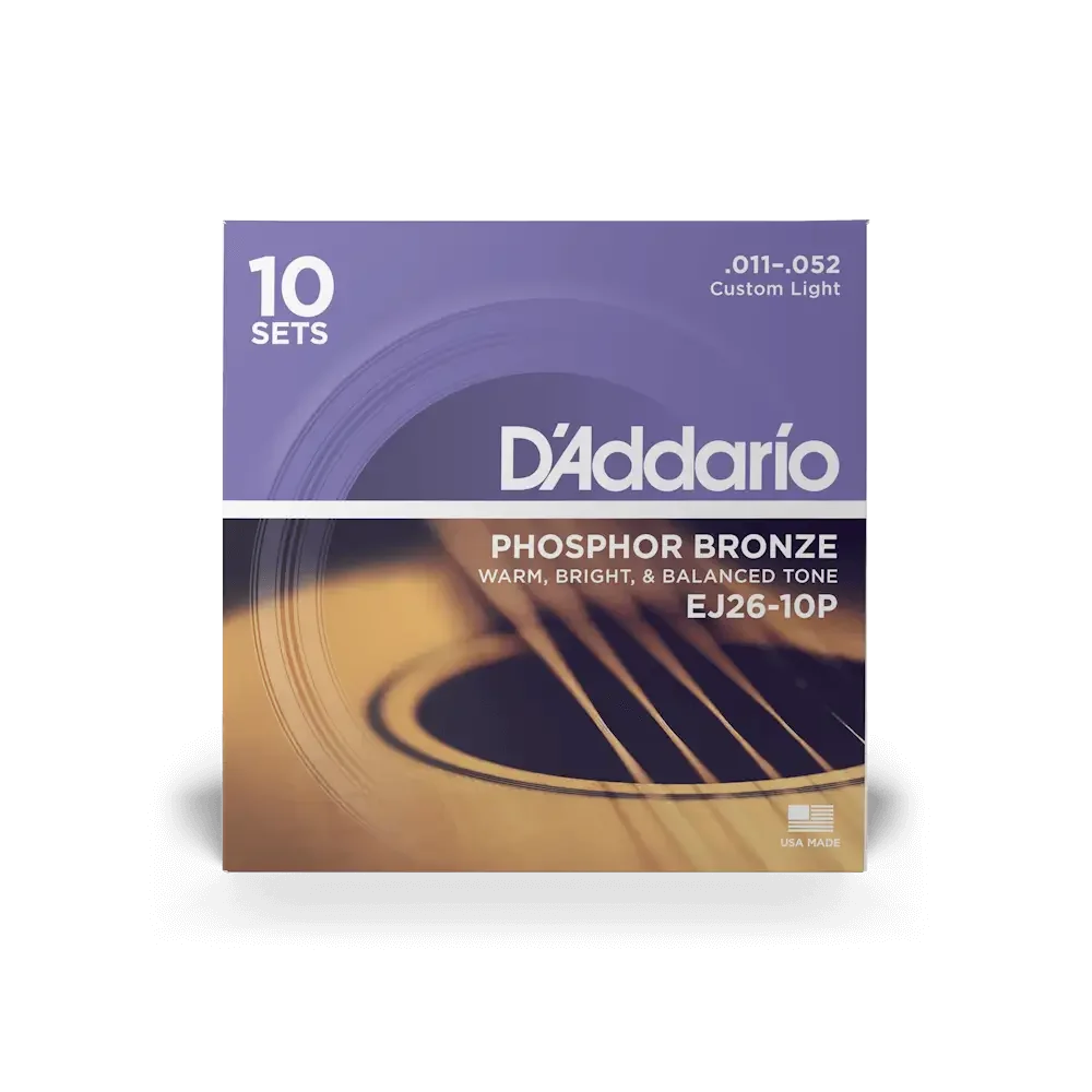Φωτογραφία προϊόντος: dAddario D'Addario EJ26-10P Phosphor Bronze Χορδές Ακουστικής Κιθάρας 11 - 52 (Πακέτο 10 Σετ)