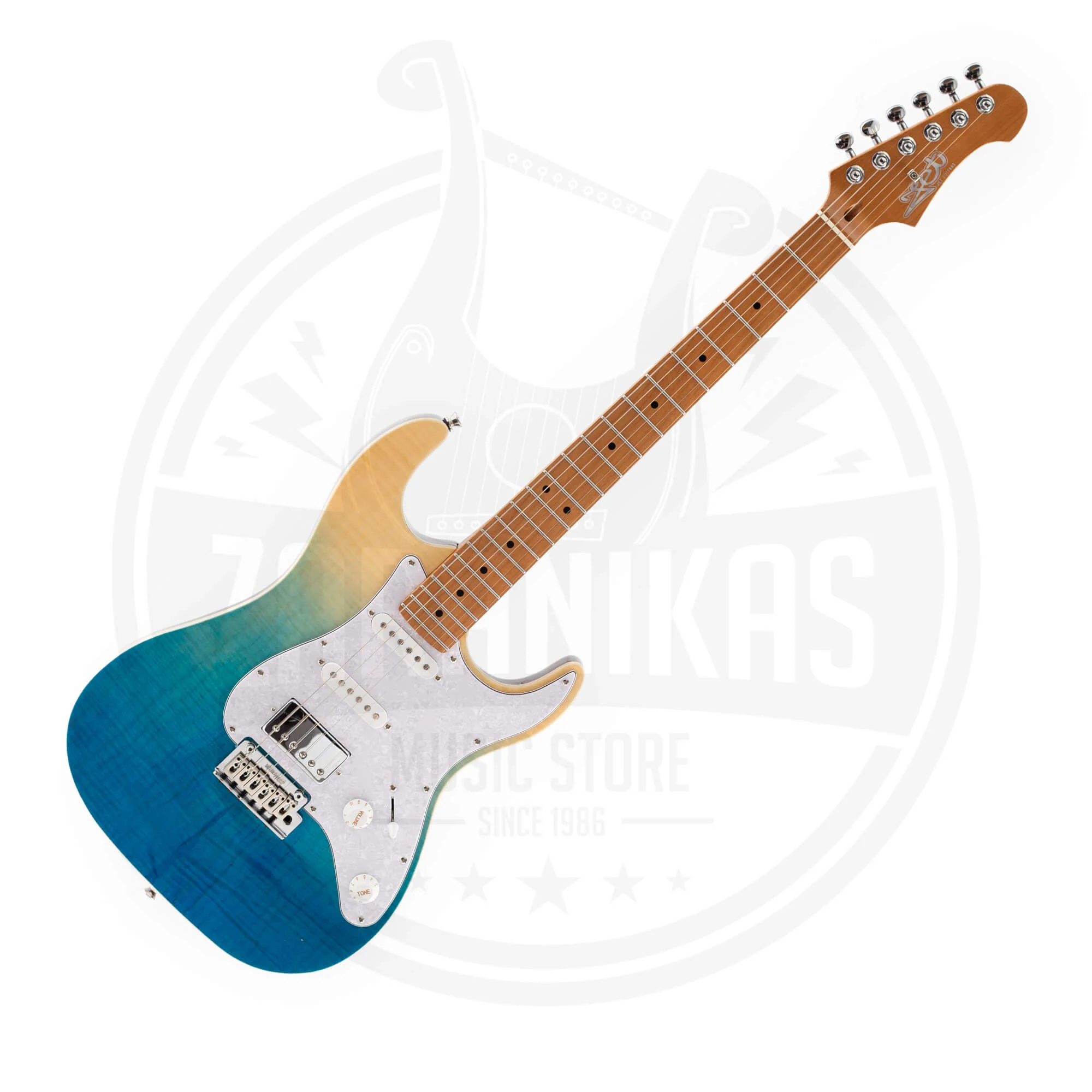 Φωτογραφία προϊόντος: JET Guitars JET JS-450 TBL Stratocaster HSS Ηλεκτρική Κιθάρα Transparent Blue