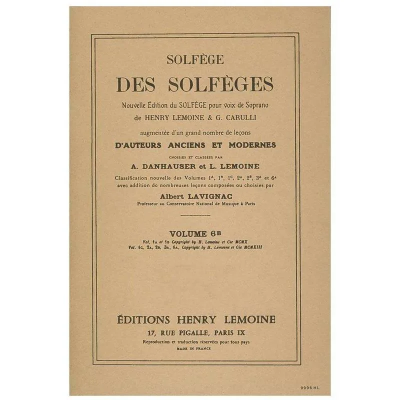 Φωτογραφία προϊόντος: Edition Henry Lemoine Lemoine Solfege 6B (με συνοδεία)