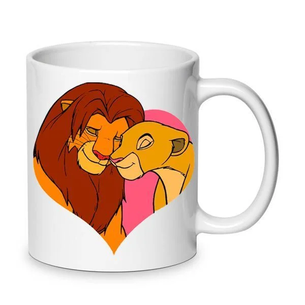 Φωτογραφία προϊόντος: The lion king mug Simba and Nala Ο βασιλιάς των λιονταριών Αγίου Βαλεντίνου Κούπα Νο.18 λευκή 330ml