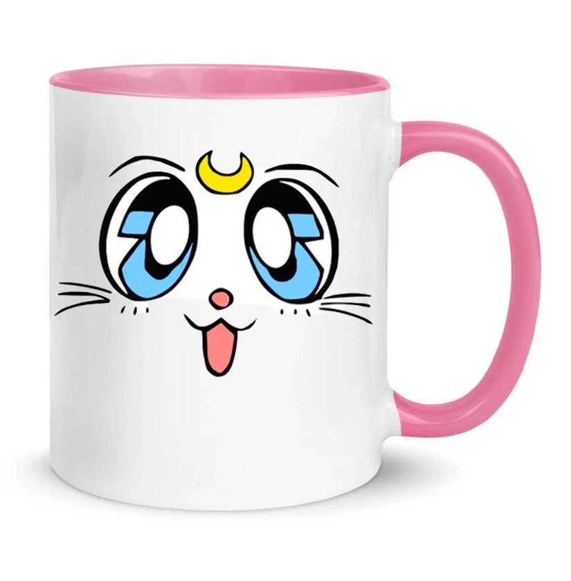 Φωτογραφία προϊόντος: Κούπα Sailor Moon Luna cat γάτα Mug 330ml No7 κεραμική λευκή ροζ