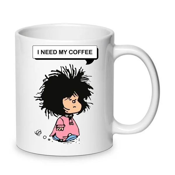 Φωτογραφία προϊόντος: Mafalda mug I need my coffee Μαφάλντα κούπα no6 κεραμική 330ml λευκή