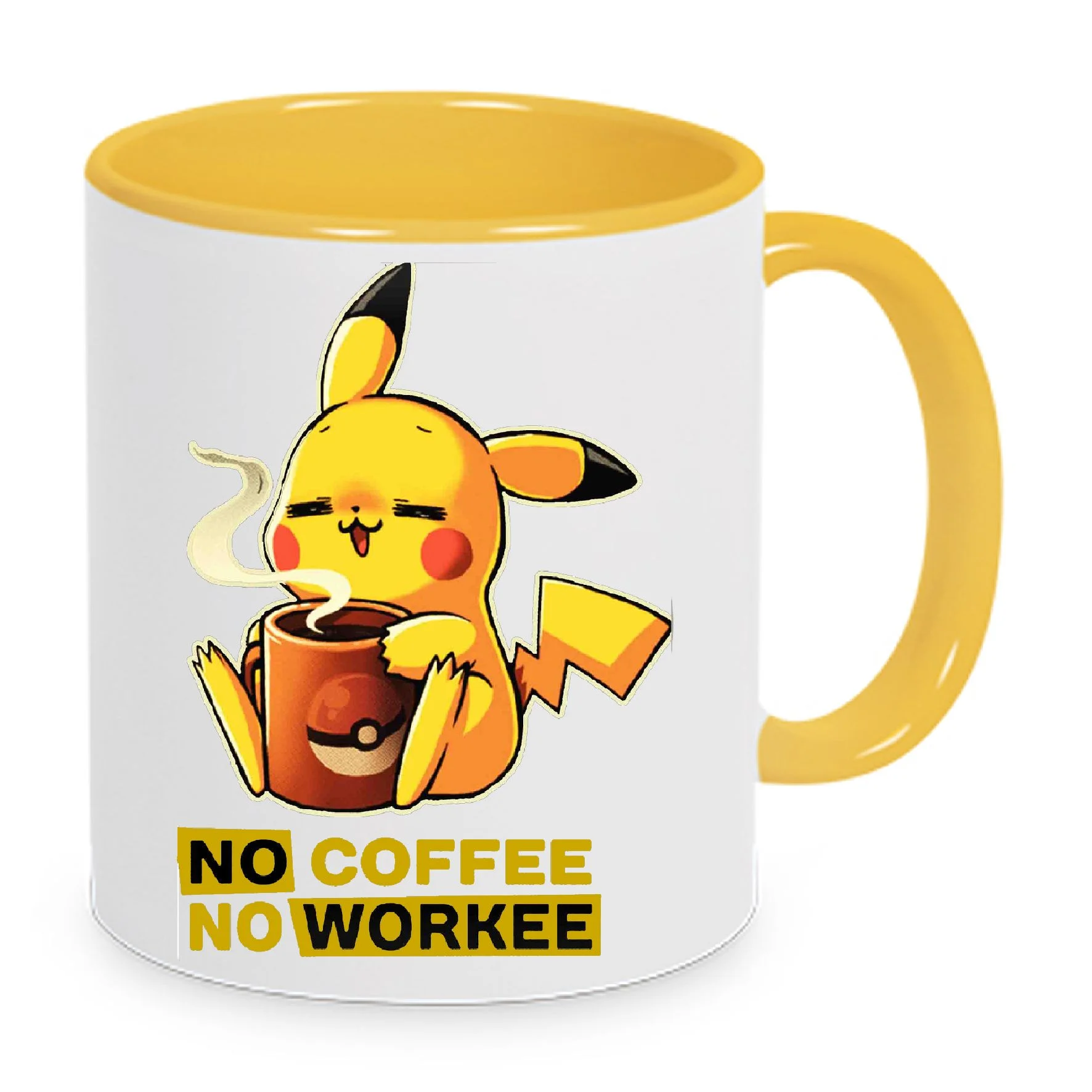 Φωτογραφία προϊόντος: Pokemon Pikachu κούπα πόκεμον no3 κεραμική λευκή funny no coffee no workee 330ml