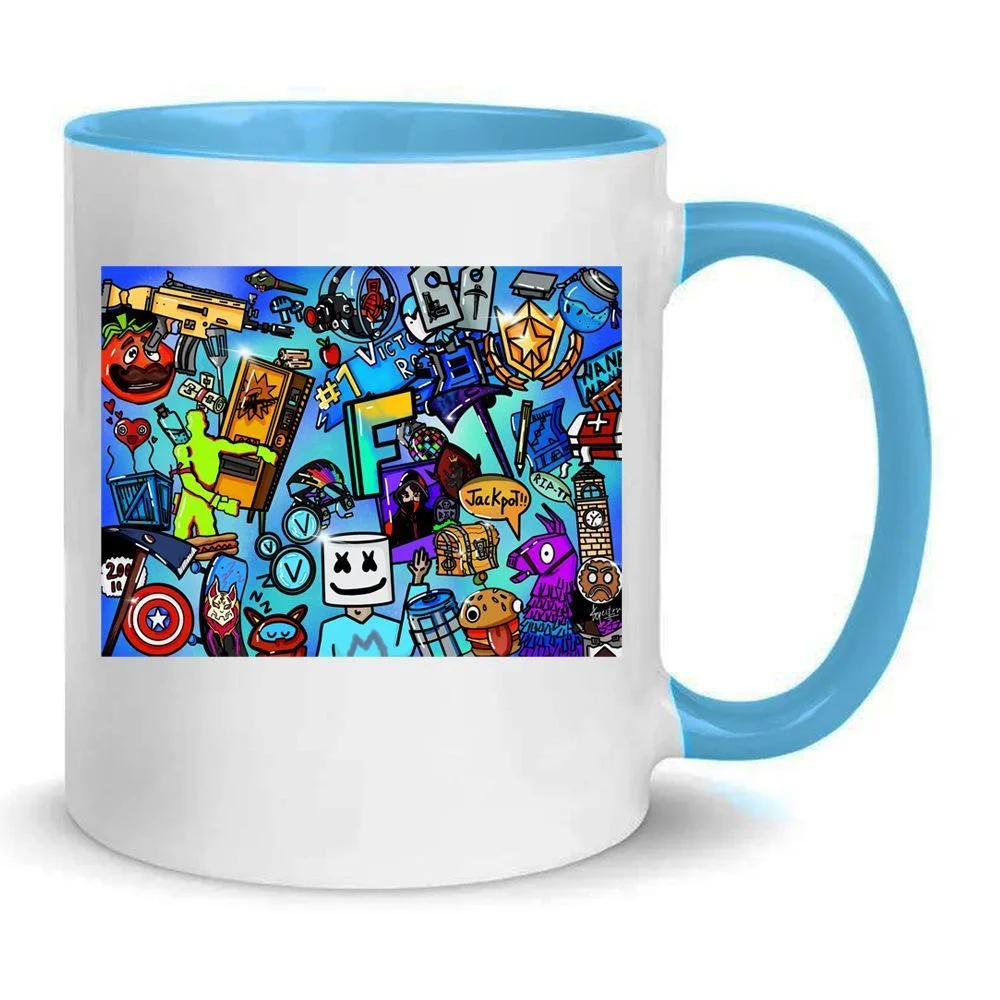 Φωτογραφία προϊόντος: Fortnite mug Φορτναιτ κούπα no22 κεραμική 330ml λευκή γαλάζια