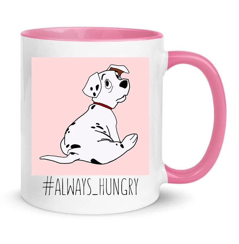 Φωτογραφία προϊόντος: Dalmatians mug 101 Δαλματίας σκυλιά κούπα no13 κεραμική 330ml λευκή ροζ αστεία χιουμουριστική hungry