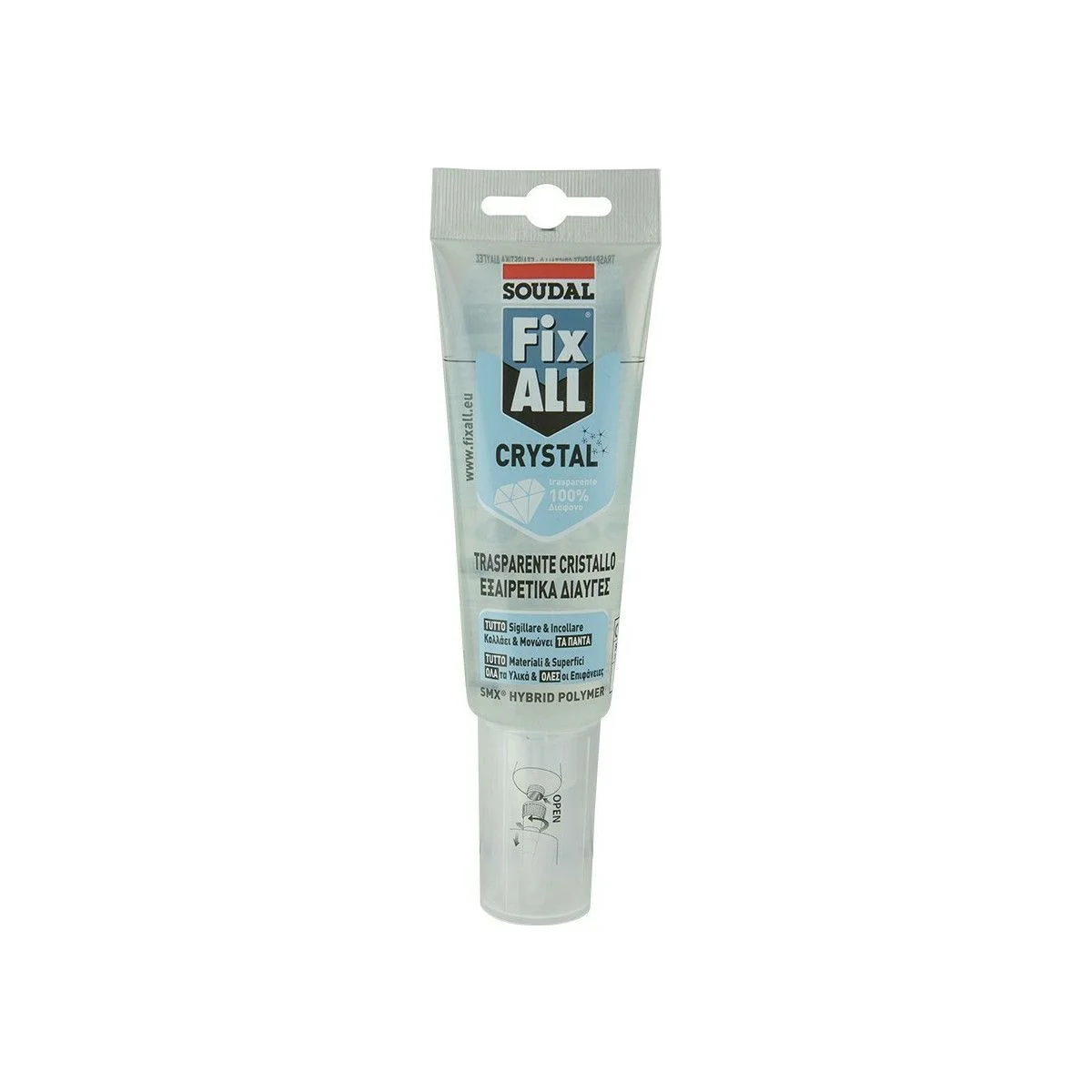 Φωτογραφία προϊόντος: Soudal FixAll Crystal Σφραγιστική Σιλικόνη Αντιμουχλική Διάφανη 125ml 40237