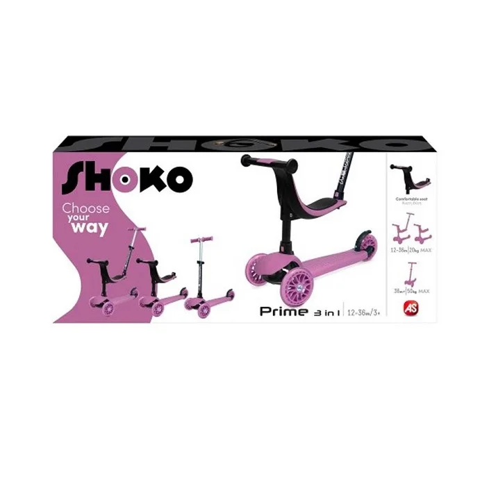 Φωτογραφία προϊόντος: AS Παιδικό Πατίνι Shoko Prime 3 in 1 Τρίτροχο με Κάθισμα για 12+ Μηνών Ροζ 50506