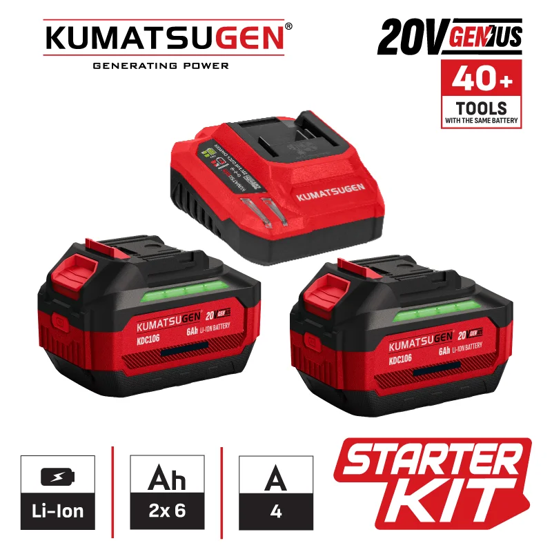 Φωτογραφία προϊόντος: Σετ Starter Kit KUMATSUGEN KDC966 2 Μπαταρίες 6Ah Και Φορτιστής 4Α