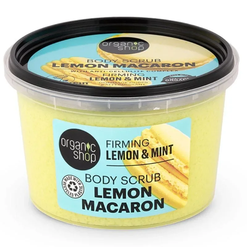 Φωτογραφία προϊόντος: Organic Shop Body Scrub Lemon Macaron Απολεπιστικό Σώματος Με Λεμόνι & Μέντα 250ml