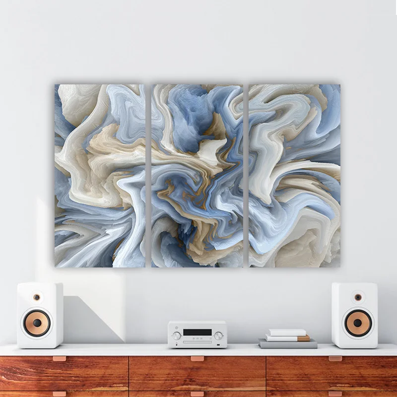 Φωτογραφία προϊόντος: Πίνακας σε καμβά blue waves τρίπτυχος