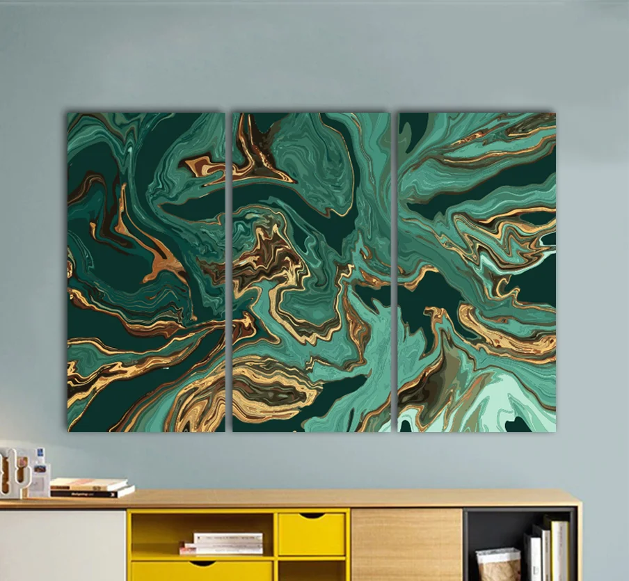 Φωτογραφία προϊόντος: Πίνακας σε καμβά Gold and emerald marble τρίπτυχος