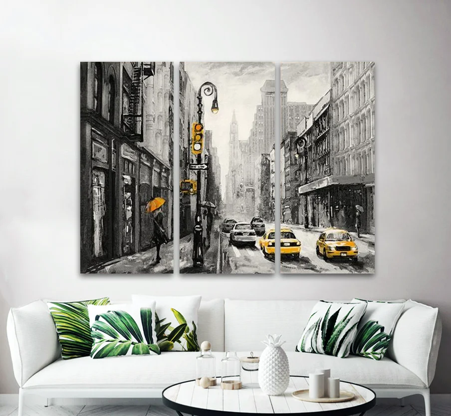 Φωτογραφία προϊόντος: Πίνακας σε καμβά New York Street View τρίπτυχος