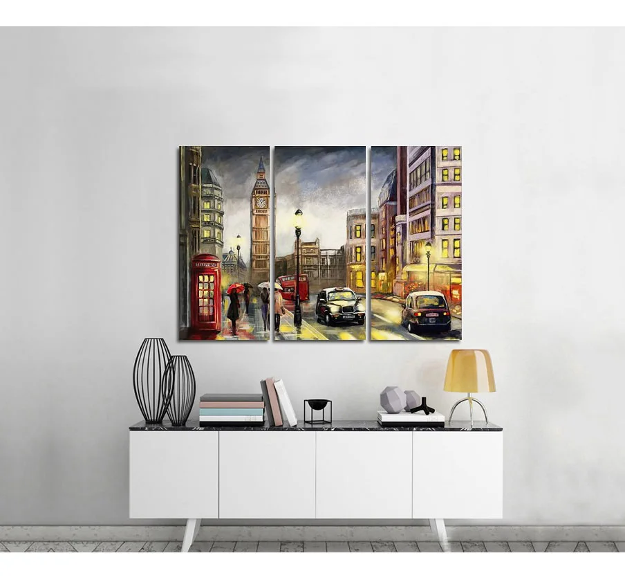 Φωτογραφία προϊόντος: Πίνακας σε καμβά Street View of London τρίπτυχος