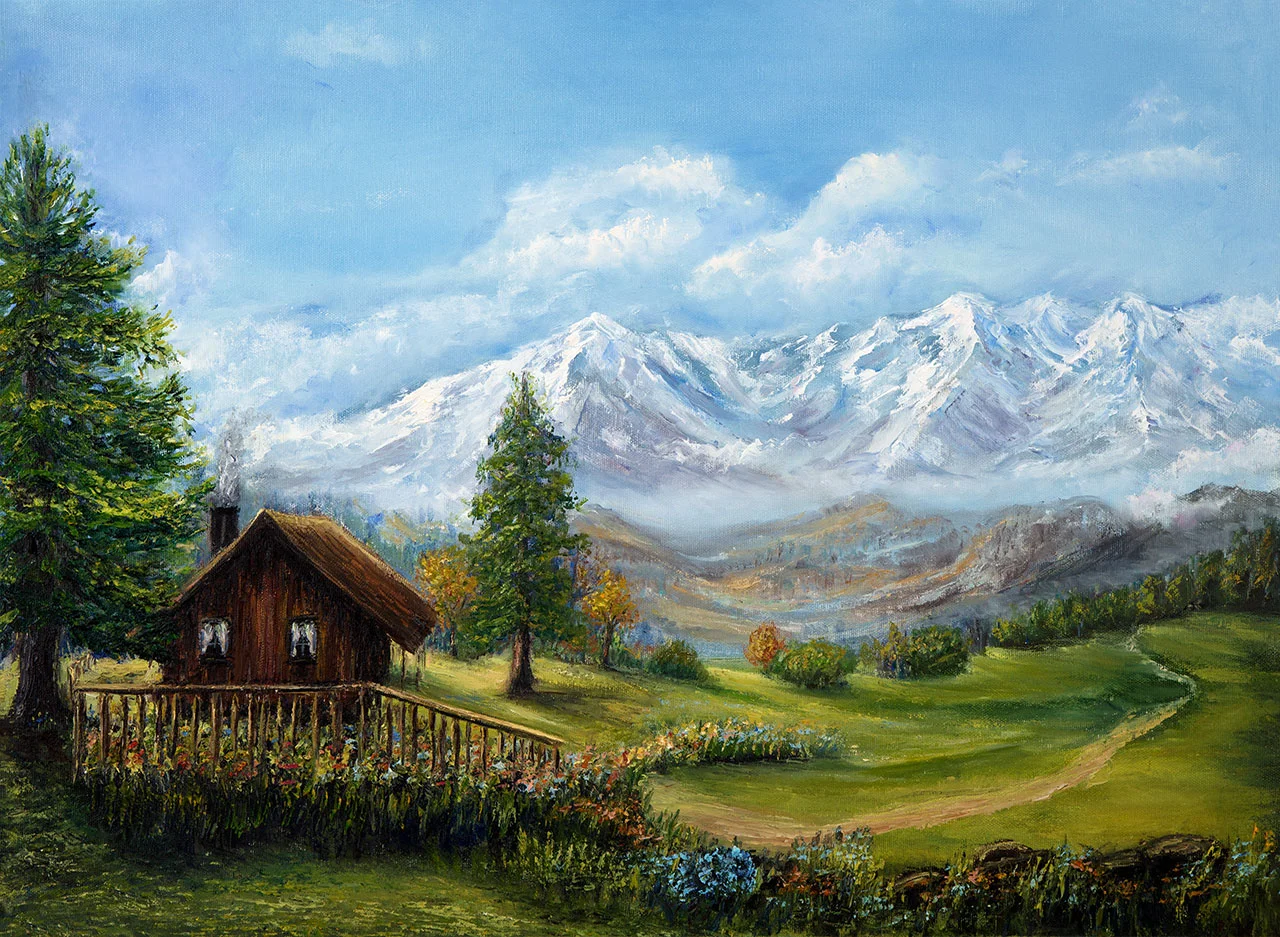 Φωτογραφία προϊόντος: Πίνακας ζωγραφικής Mountain landscape αντίγραφο σε καμβά