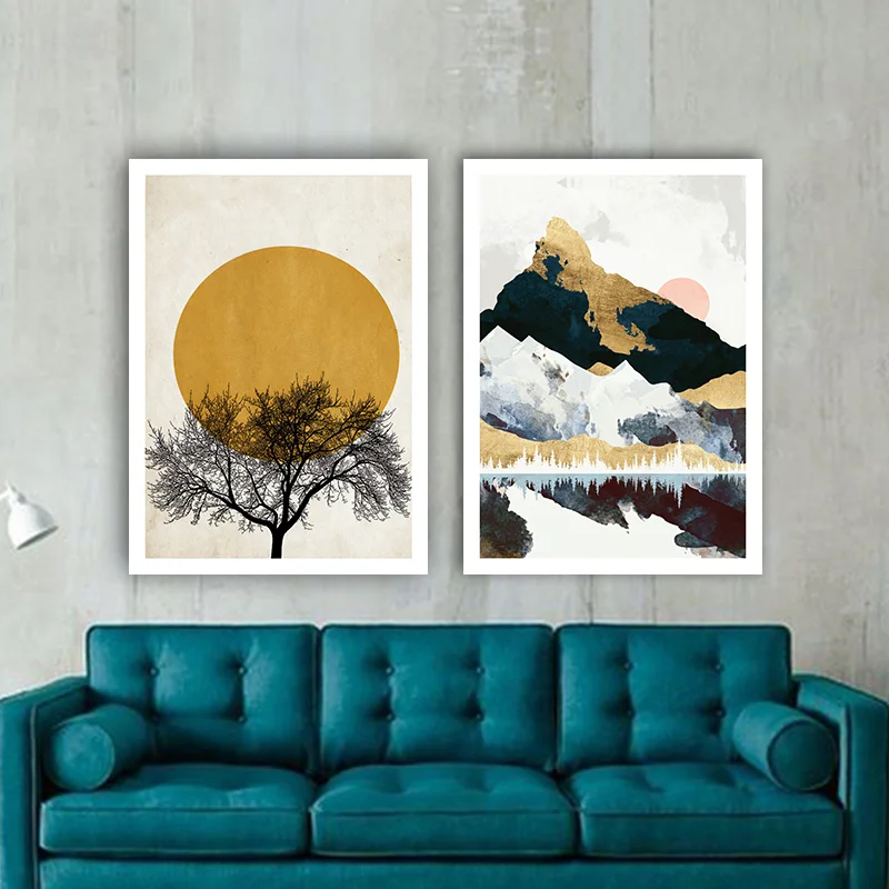 Φωτογραφία προϊόντος: Πίνακας σε καμβά Minimal art winter sun δίπτυχος