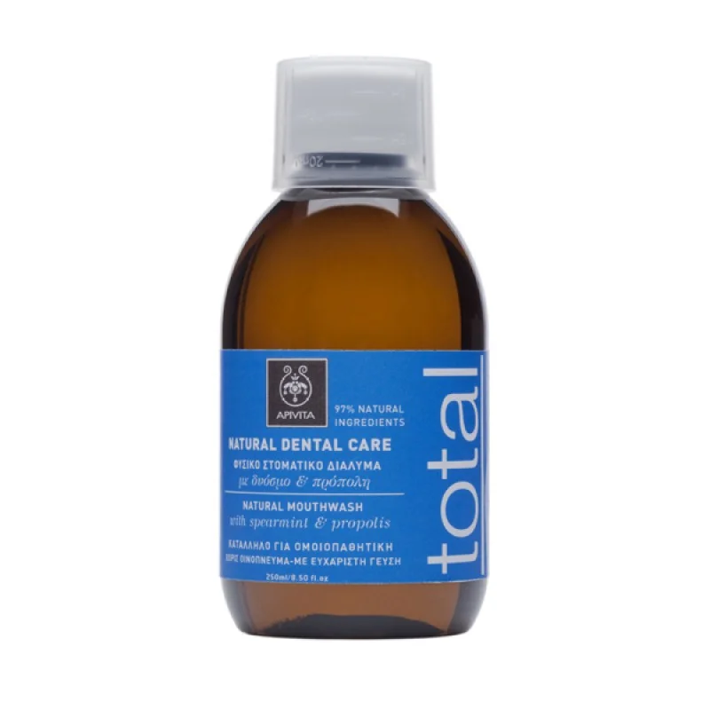 Φωτογραφία προϊόντος: Apivita Total Natural Mouthwash Στοματικό Διάλυμα με Δυόσμο και Πρόπολη 250ml