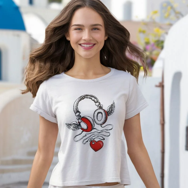 Φωτογραφία προϊόντος: Prime T-Shirt Λευκό με σχέδιο Earphones 8215-1
