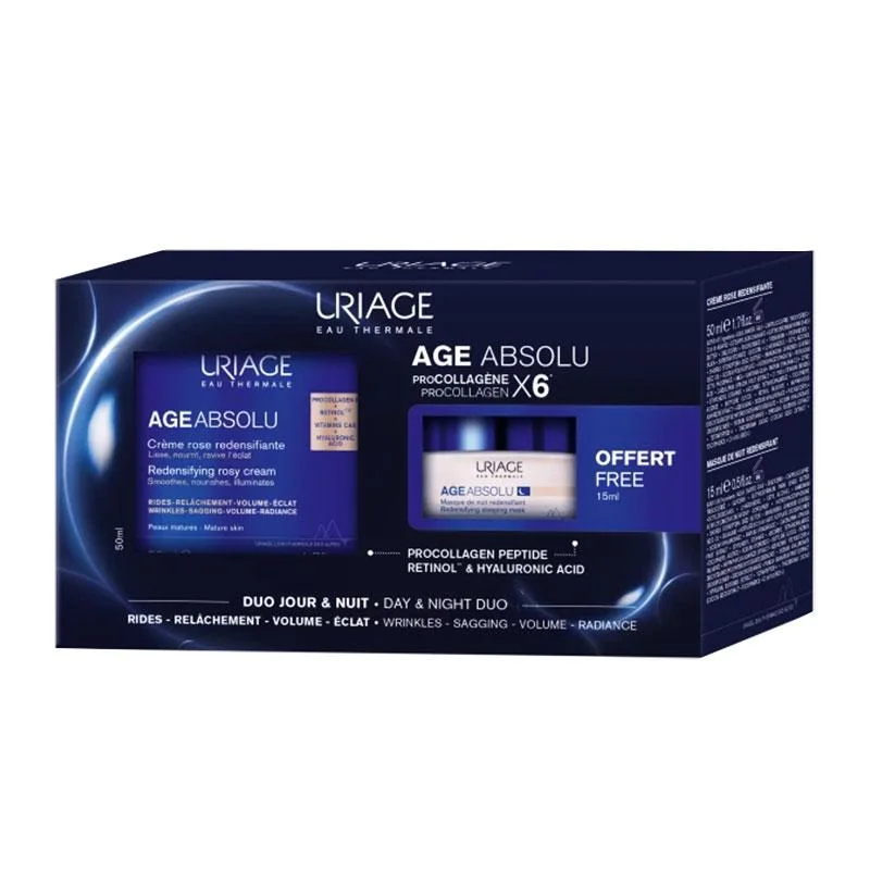 Φωτογραφία προϊόντος: Uriage Promo Absolu Redensifying Rosy Cream Αντιγηραντική Κρέμα Ημέρας 50ml & Age Absolu Redensifying Sleeping Mask Μάσκα Αντ...