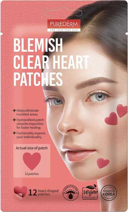 Φωτογραφία προϊόντος: PUREDERM Blemish Clear Heart Patches Επιθέματα για Ατέλειες σε Σχήμα Καρδιάς 12τμχ