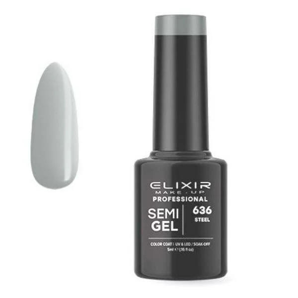 Φωτογραφία προϊόντος: Elixir Professional Semi Gel Ημιμόνιμο Βερνίκι Νυχιών 636 Steel Γκρί 5ml