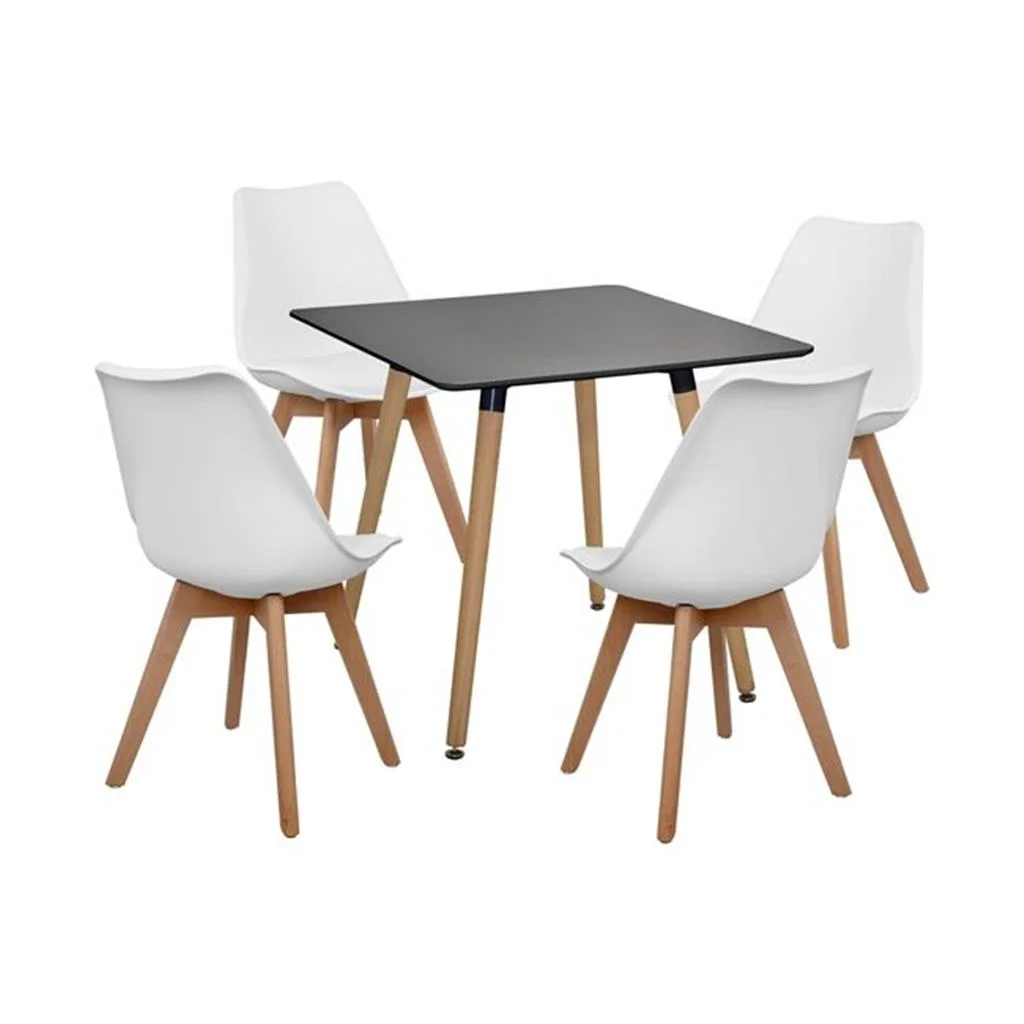 Φωτογραφία προϊόντος: B2BMarkt ΣΕΤ 5ΤΜΧ ΤΡΑΠΕΖΙ MINIMAL ΜΑΥΡΟ & VEGAS ΛΕΥΚΕΣ HM10601 80x80x74 cm.