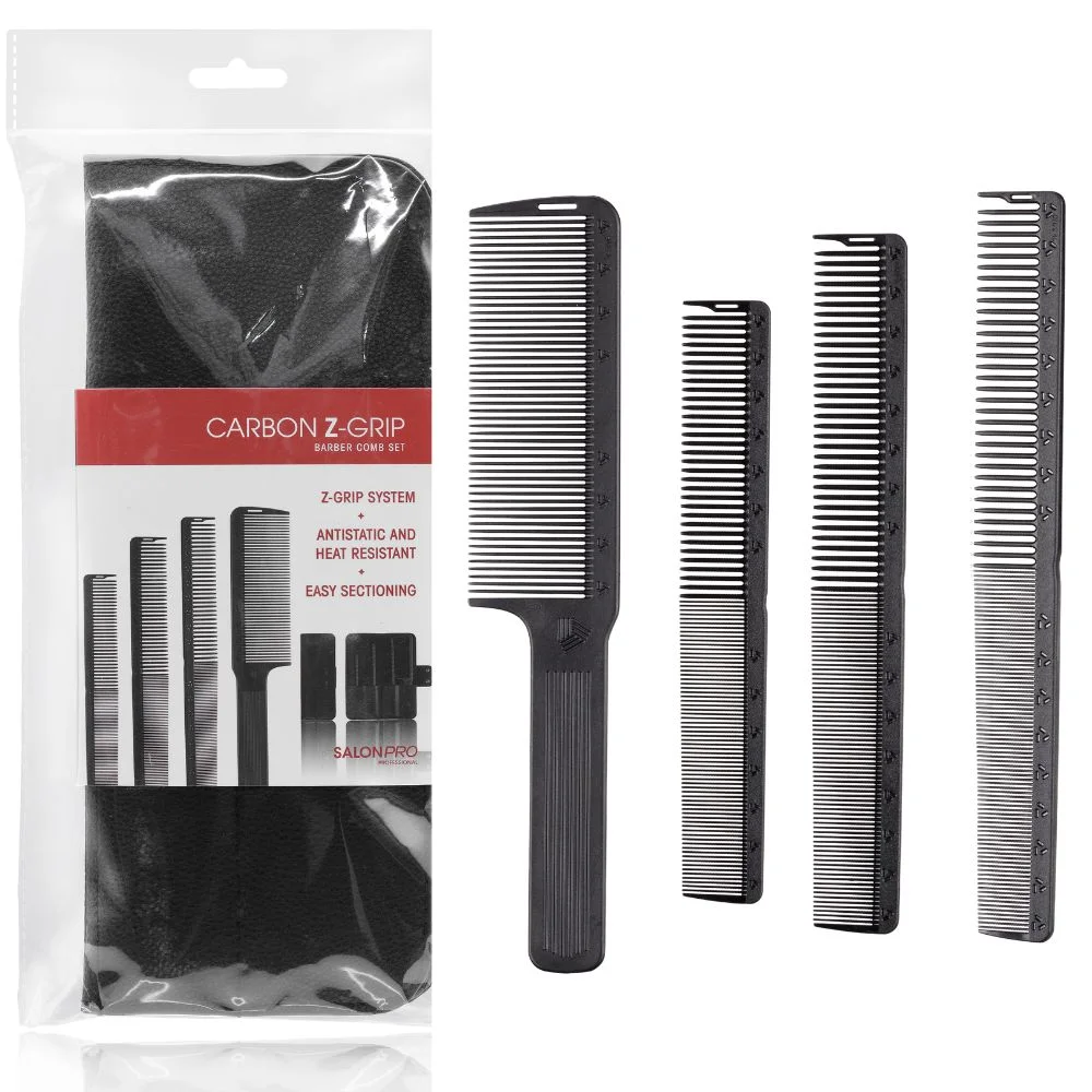Φωτογραφία προϊόντος: The Barber Professional Σετ Χτένες Salon Pro Barber Carbon Z-Grip Combs Set Black 4 τεμ.