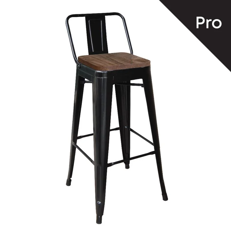 Φωτογραφία προϊόντος: RELIX Wood Σκαμπό Bar-Pro με Πλάτη, Μέταλλο Βαφή Μαύρο Μatte, Απόχρωση Ξύλου Dark Oak