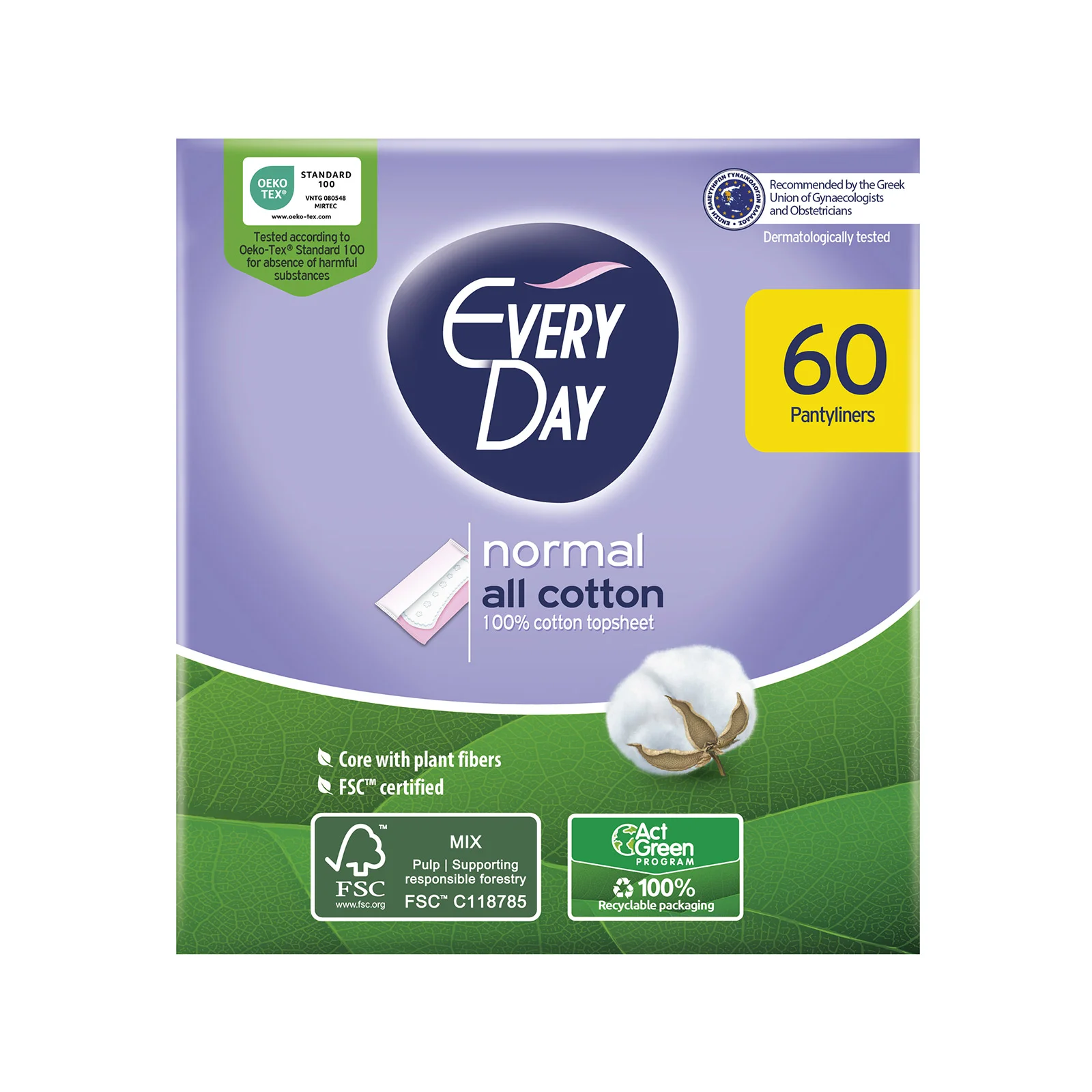 Φωτογραφία προϊόντος: Everyday All Cotton Normal Σερβιετάκια 60 Τεμάχια