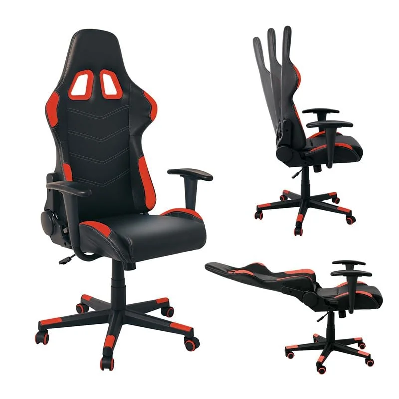 Φωτογραφία προϊόντος: BF9150 Gaming Πολυθρόνα Γραφείου, Ανάκλιση Πλάτης έως 90°, Pu Μαύρο - Κόκκινο