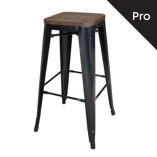 Φωτογραφία προϊόντος: RELIX Wood Σκαμπό Bar-Pro, Στοιβαζόμενο, Μέταλλο Βαφή Μαύρο, Κάθισμα Dark Oak
