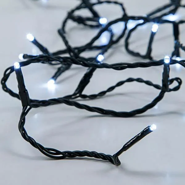Φωτογραφία προϊόντος: Eurolamp 50 Λαμπάκια LED Λευκά 5mm , Σειρά, Πράσινο Καλώδιο Μπαταρίας 490cm (600-11206)
