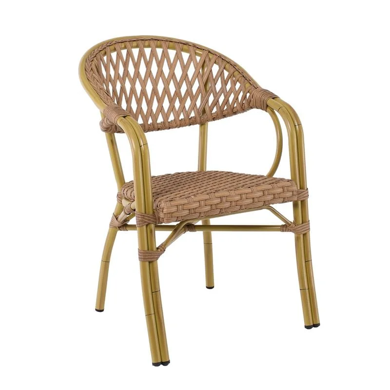 Φωτογραφία προϊόντος: VEGERA Rattan Πολυθρόνα Dining Αλουμίνιο Φυσικό, Wicker Φυσικό, Στοιβαζόμενη