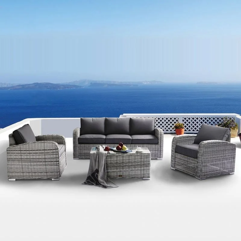 Φωτογραφία προϊόντος: BELMAR Living Set Σαλόνι Κήπου ALU:3Θέσ+2 Πολυθρόνες+Τραπέζι Wicker GreyWhite, Μαξ.Γκρι Σκ.